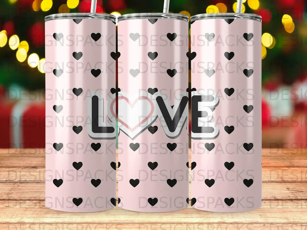 Pink Hearts Love Design Tumbler Cup Valentine's Day Gift product type