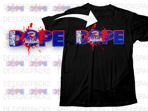 Kansas Jayhawks T-Shirt, College Basketball Fan Gear, Red and Blue Splash Design, Sports Apparel