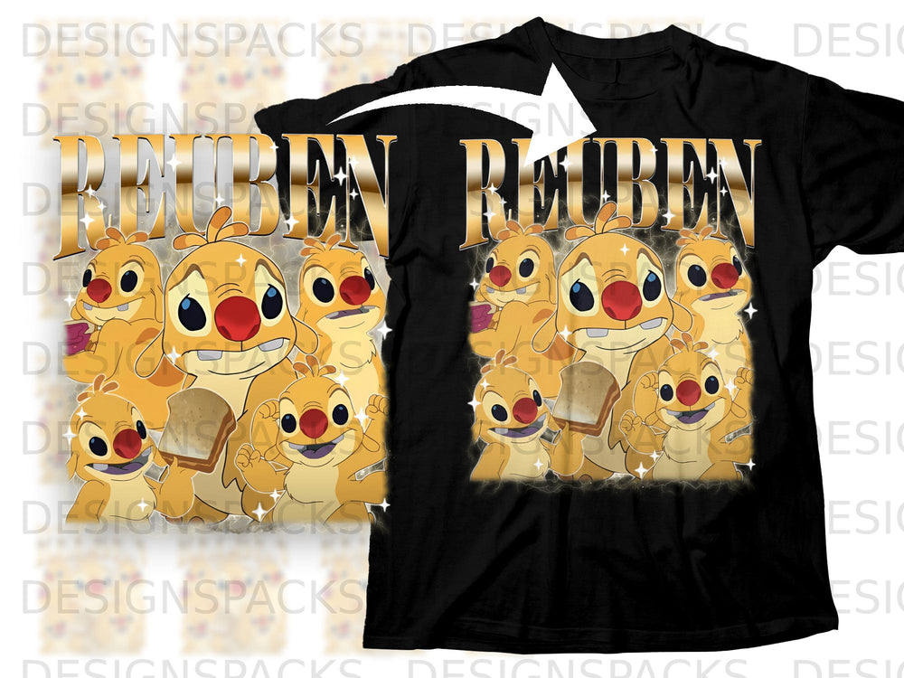 Golden text "REUBEN" above several cartoon characters with lightning bolts.