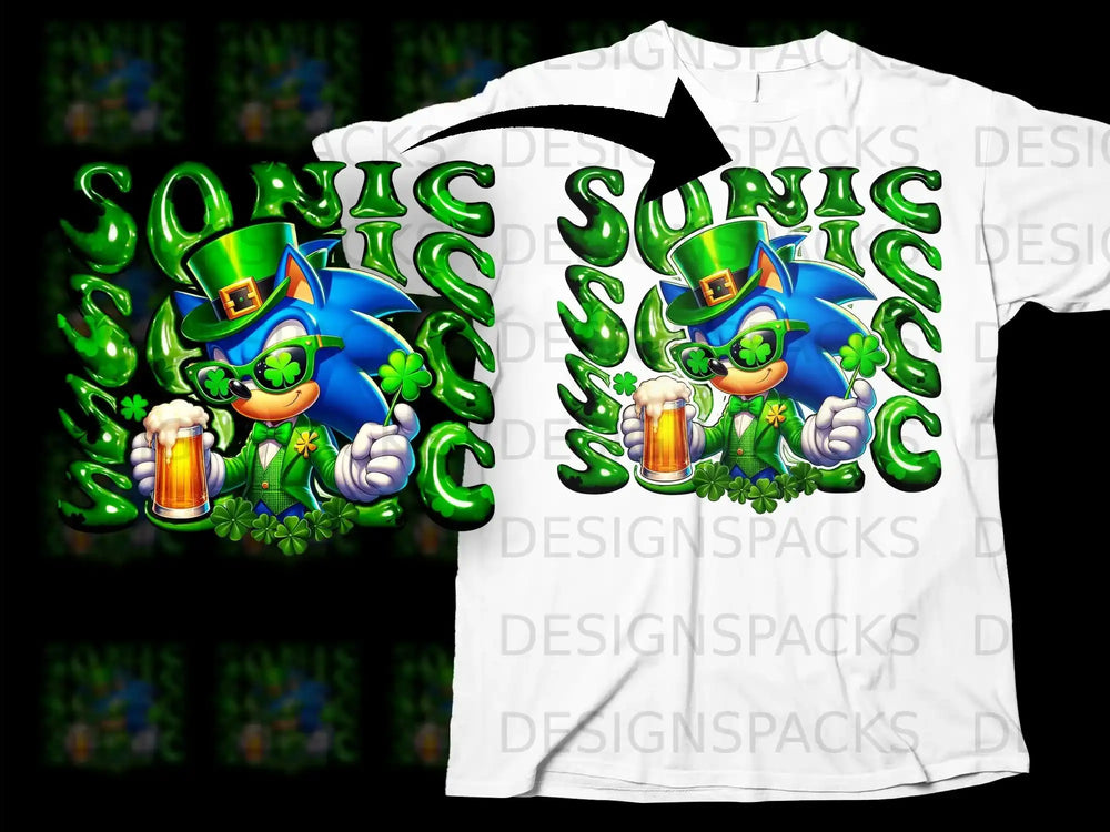 Sonic Hedgehog Leprechaun Green Outfit Shamrocks Beer product type