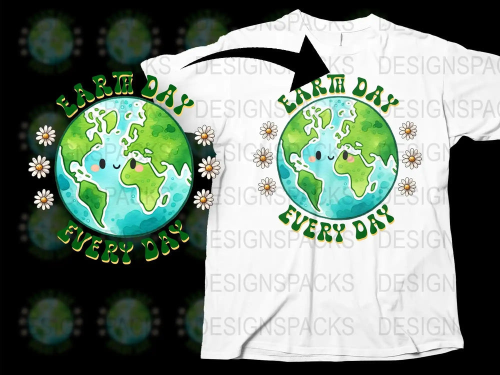 Earth Day Every Day T-Shirt, Eco-Friendly Green Planet Design, Environmental Awareness Apparel, Unisex Organic Cotton Tee
