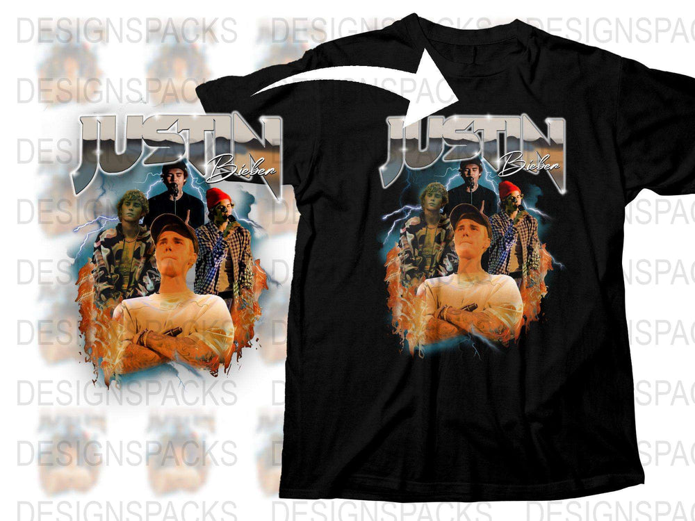 Justin Bieber Photo Collage T-Shirt, Vintage Pop Star Concert Tee, Fan Merchandise, Unisex Music Apparel
