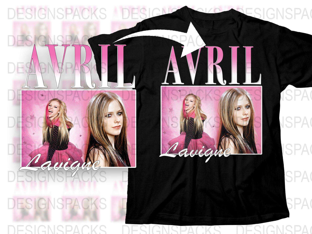 Avril Lavigne Graphic T-Shirt, Pink Pop Art Style, Casual Music Fan Apparel, Women's Fashion Tee