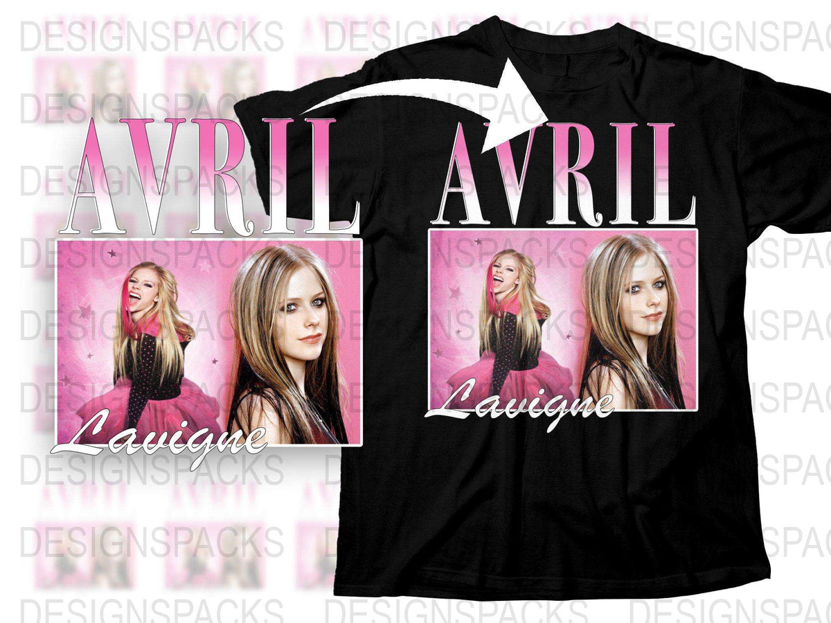 Avril Lavigne Graphic T-Shirt, Pink Pop Art Style, Casual Music Fan Apparel, Women's Fashion Tee