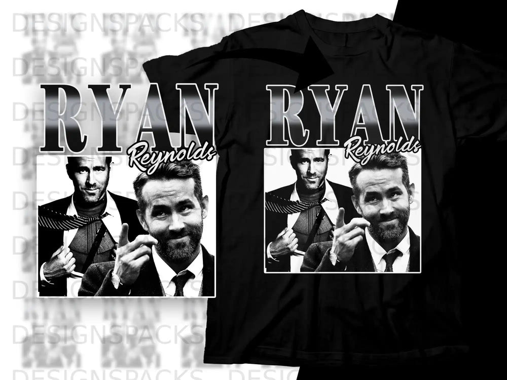 T-shirt featuring a graphic of Ryan Reynolds with a thumbs-up.