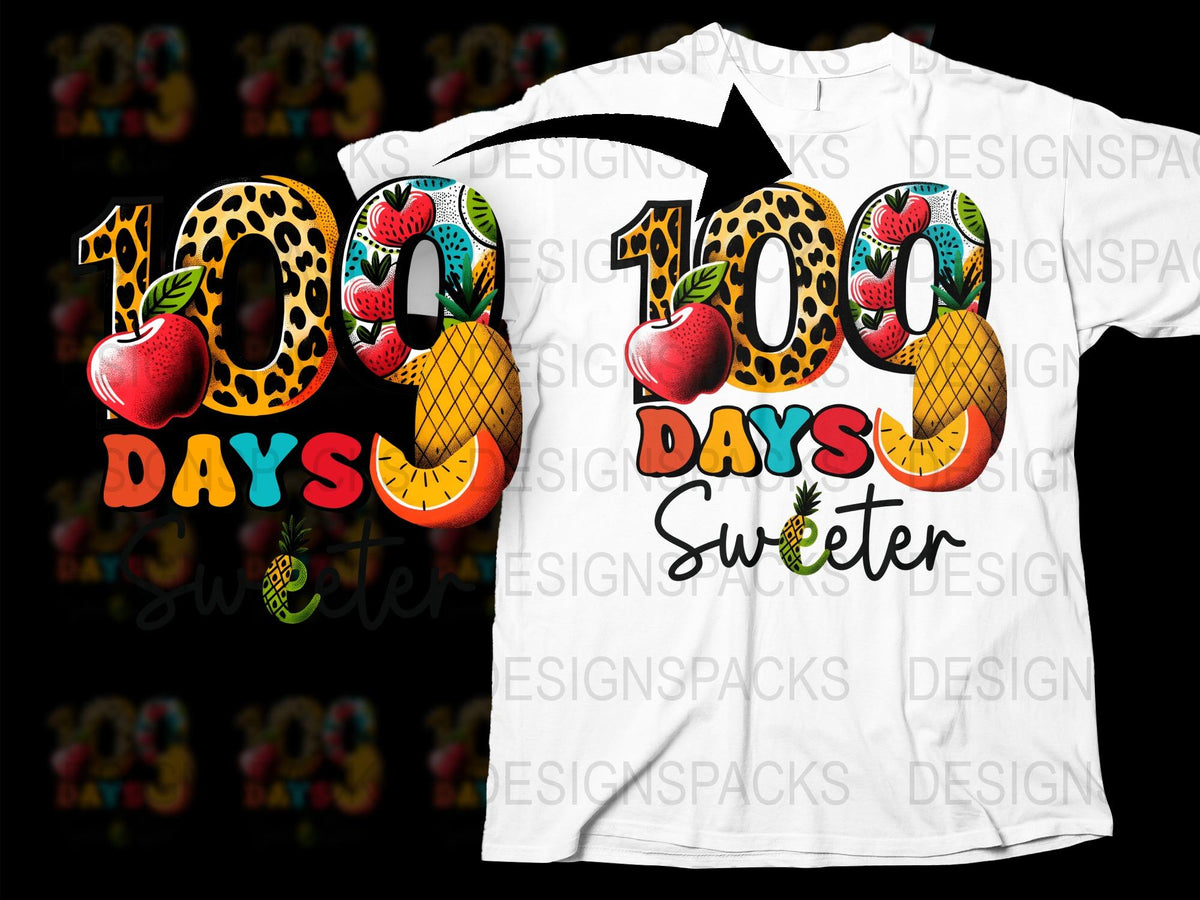 100 Days Sweeter School Celebration Design for Teachers Png Digital Download