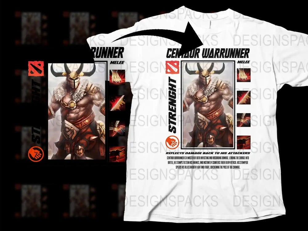 Centaur Warrunner Dota 2 Gaming T-Shirt, Graphic Tee, eSports Apparel, Geek Fashion, Unisex White Shirt