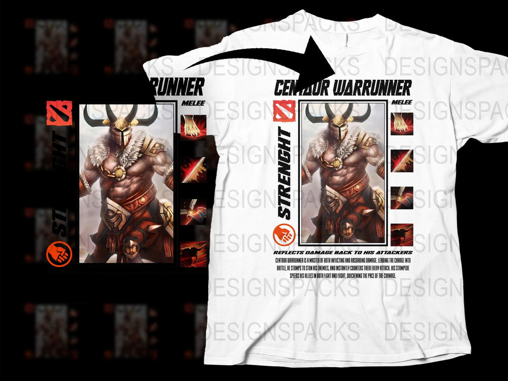 Centaur Warrunner Dota 2 Gaming T-Shirt, Graphic Tee, eSports Apparel, Geek Fashion, Unisex White Shirt
