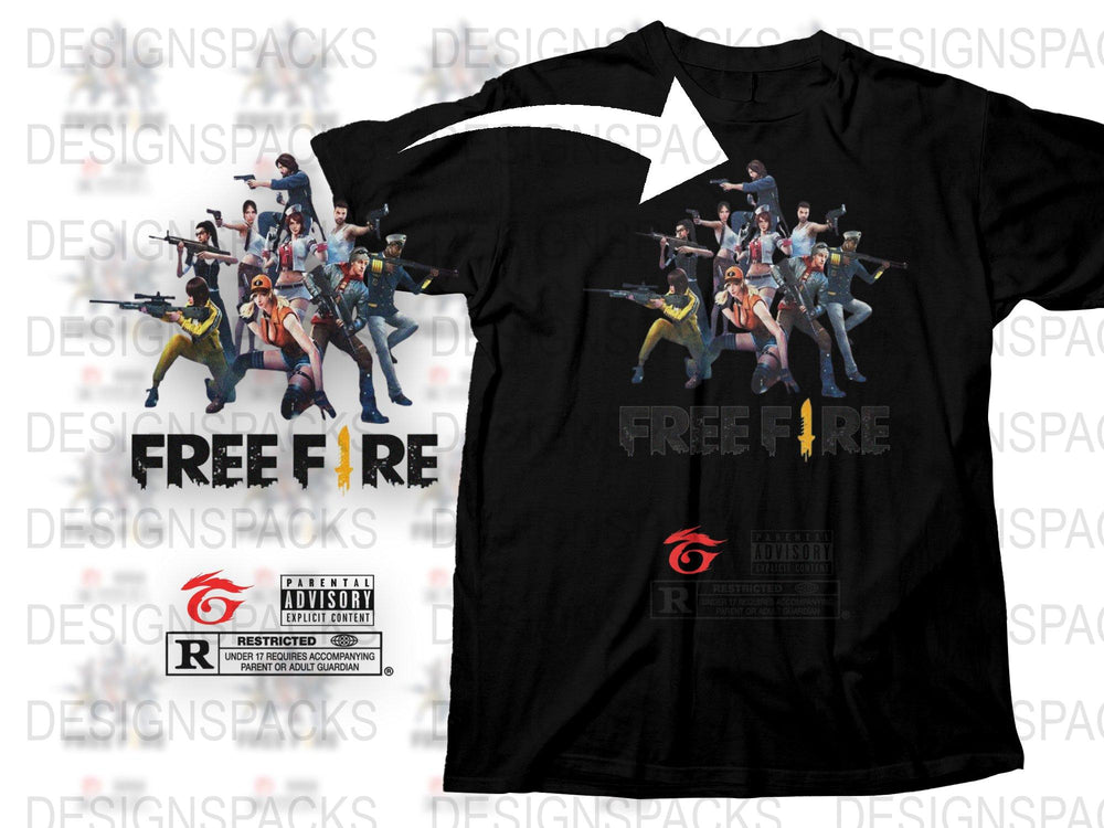 Free Fire Graphic T-Shirt, Gaming T-Shirt, Battle Royale Casual Wear, Cool Gamer Gift, Unisex Black Tee