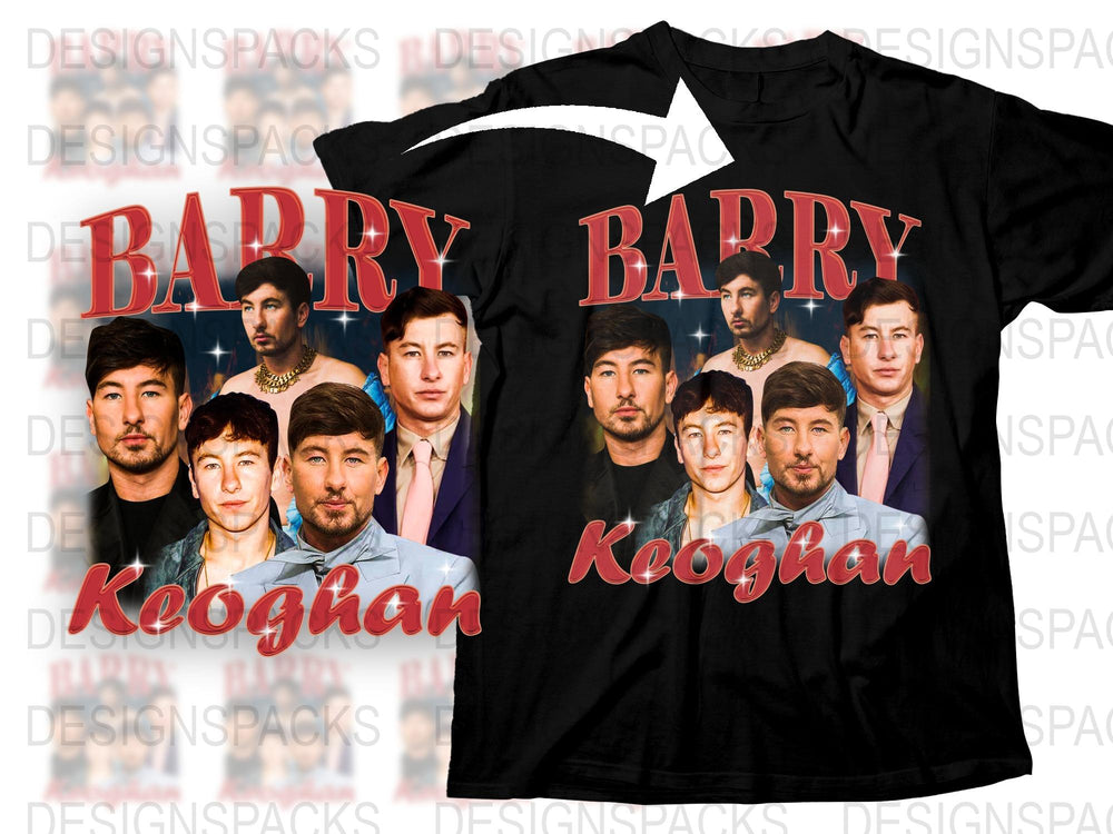 Barry Keoghan Actor Portrait Graphic T-Shirt, Unisex Style Shirt with Face Collage Design, Fashion Tee