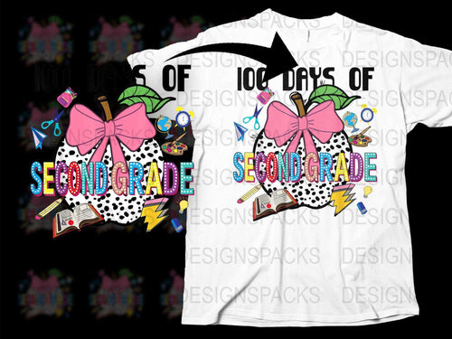 100 Days of School Second Grade T-Shirt, Colorful Graphic Tee, Kids Celebration Shirt, Fun Elementary School Outfit