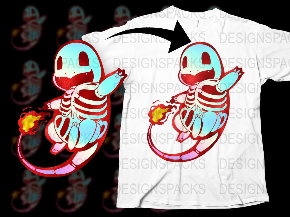 Unique Skeleton Dragon T-Shirt, Colorful Fire Orb Graphic Tee, Unisex Fantasy Apparel, Cool Hipster Clothing