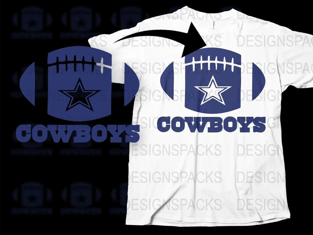 Cowboys Sports Team T-Shirt Unisex, White and Blue Graphic Tee, Football Fan Apparel