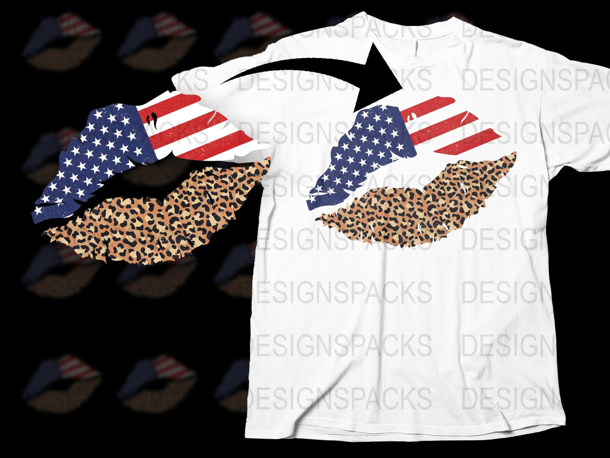 Patriotic American Flag Leopard Print Wings Graphic T-Shirt, Unisex Casual Tee, Stylish USA Design Top