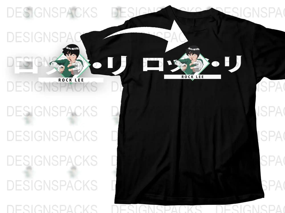 Rock Lee Anime T-Shirt, Naruto Fan Gift, Unisex Manga Graphic Tee, Black Cotton Shirt
