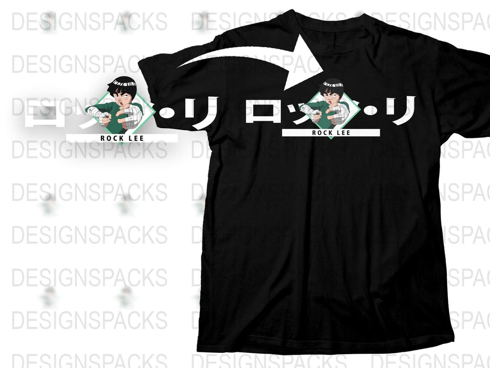 Rock Lee Anime T-Shirt, Naruto Fan Gift, Unisex Manga Graphic Tee, Black Cotton Shirt