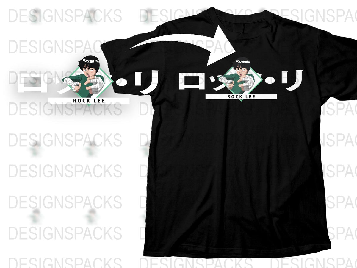 Rock Lee Anime T-Shirt, Naruto Fan Gift, Unisex Manga Graphic Tee, Black Cotton Shirt