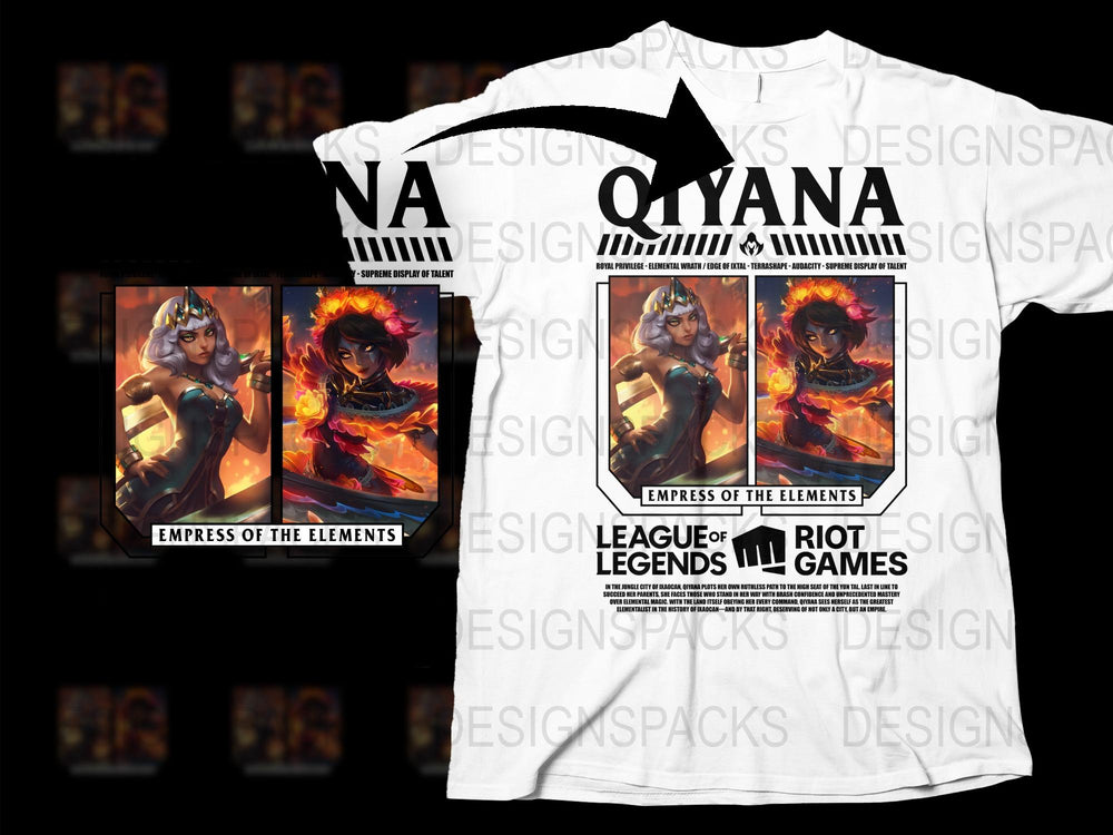 League of Legends Qiyana T-Shirt Empress of the Elements Graphic Tee Unisex Multi-Size
