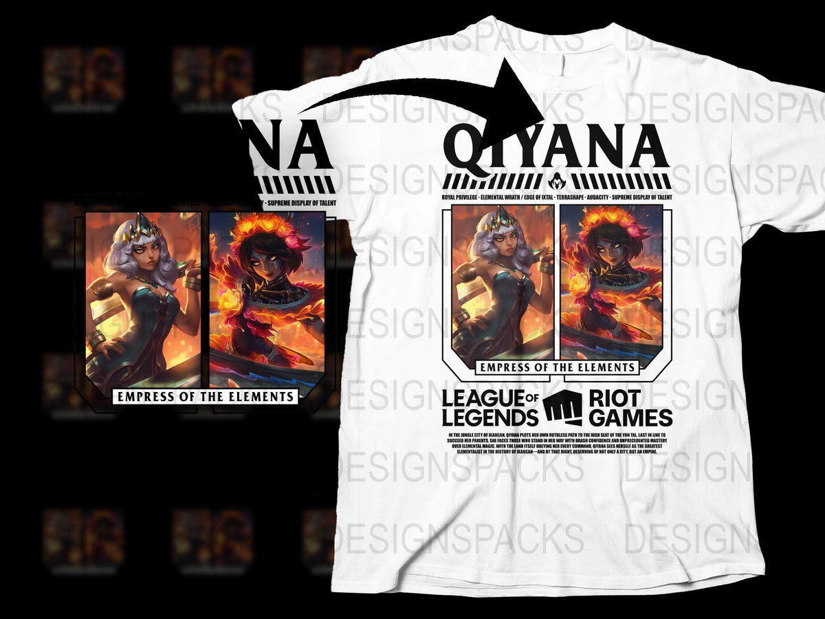 League of Legends Qiyana T-Shirt Empress of the Elements Graphic Tee Unisex Multi-Size