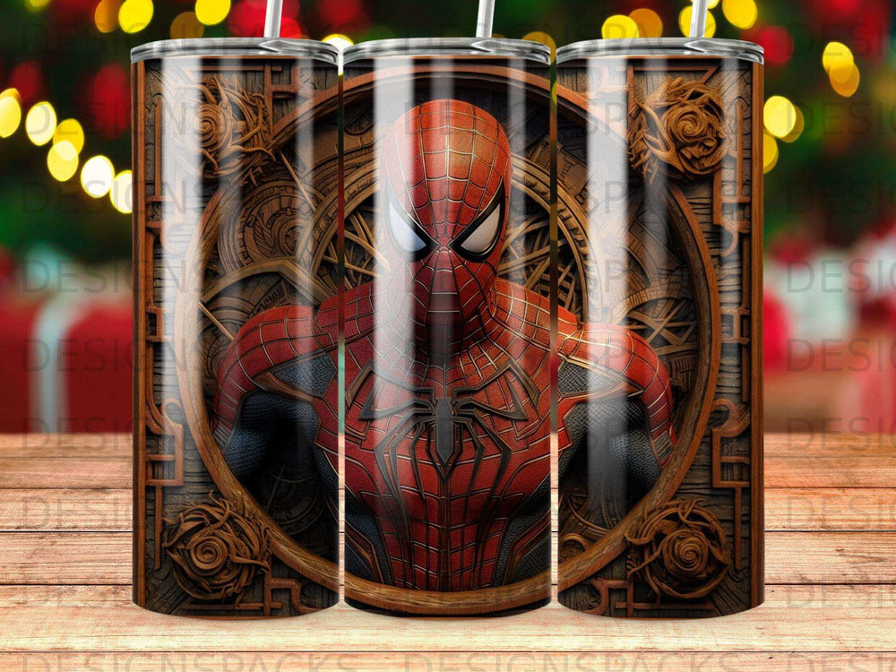 Spider-Man bust centered within a steampunk-inspired gear frame.