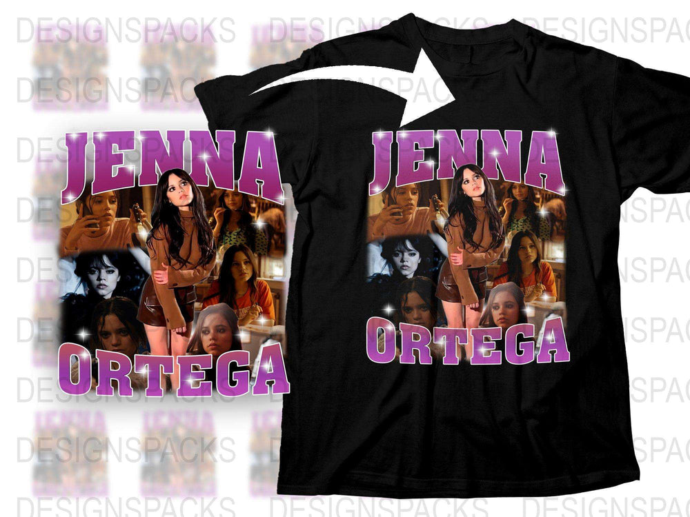 Jenna Ortega Inspired Graphic Tee, Movie and TV Star Fan T-Shirt, Celebrity Pop Culture Black Shirt
