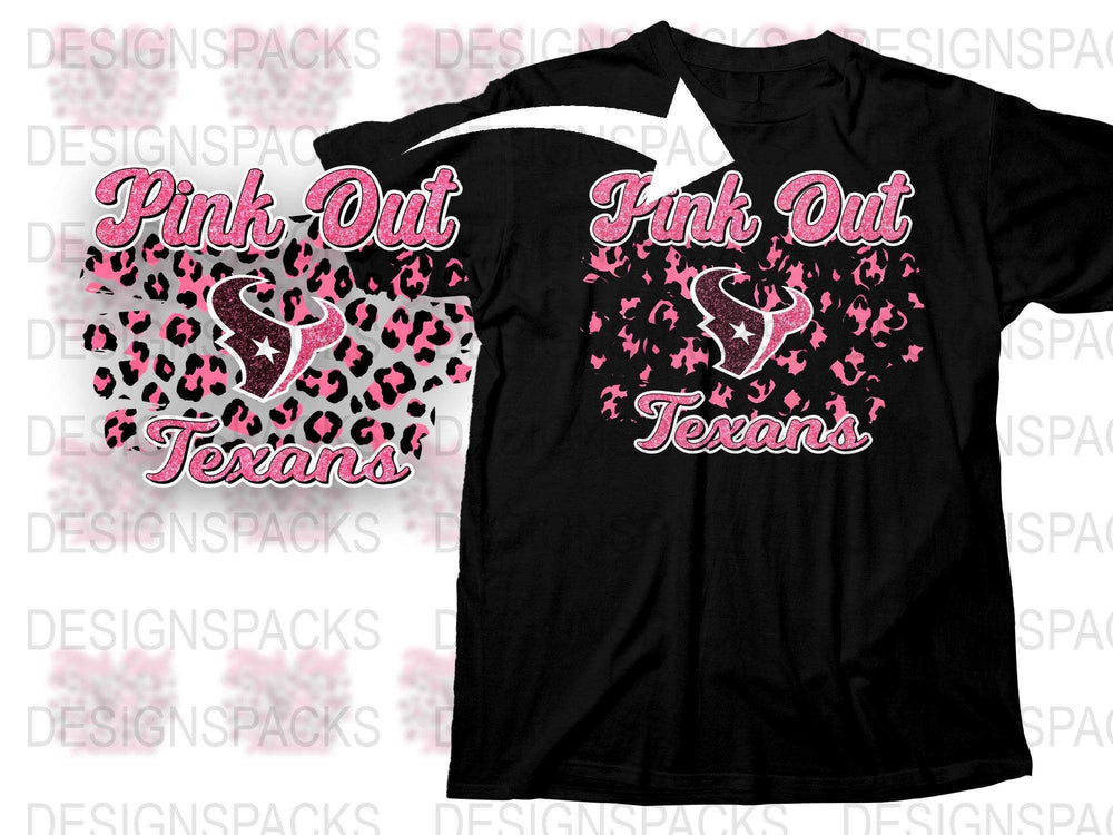 Pink Out Texans T-Shirt, Breast Cancer Awareness, Football Support Tee, Black and Pink Design