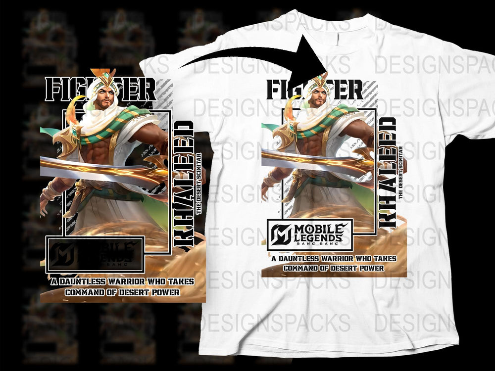 Mobile Legends Character T-Shirt, Gaming Apparel, Fighter Hero Graphic Tee, Dauntless Warrior Design