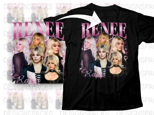 Renee Graphic Tee, Vintage Style Pop Art Fashion T-Shirt, Celebrity Collage Design, Unique Gift Idea