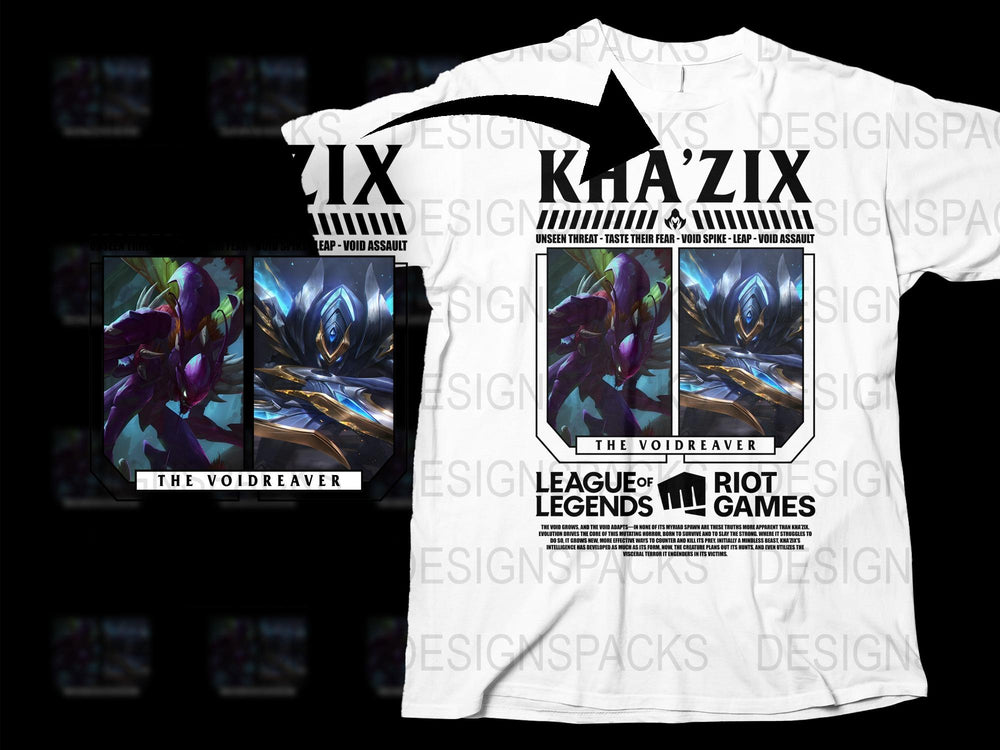League of Legends Kha'Zix T-Shirt, The Voidreaver Graphic Tee, Gaming Apparel, Riot Games Merchandise