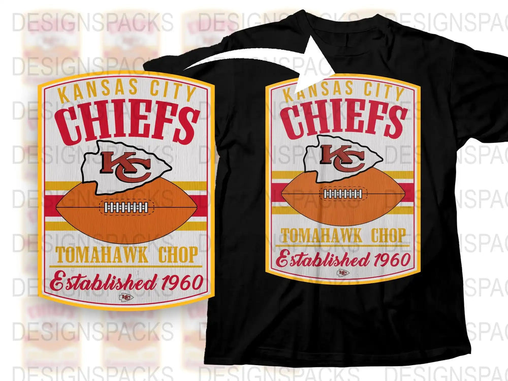 Kansas City Chiefs Tomahawk Chop Vintage Style T-Shirt, Football Fan Apparel, Established 1960 Graphic Tee