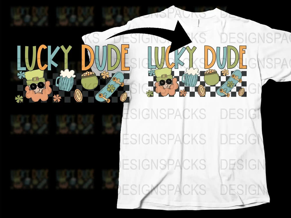 Lucky Dude St. Patrick's Day T-Shirt, Funny Irish Beer Party Tee, Mens Graphic Shirt