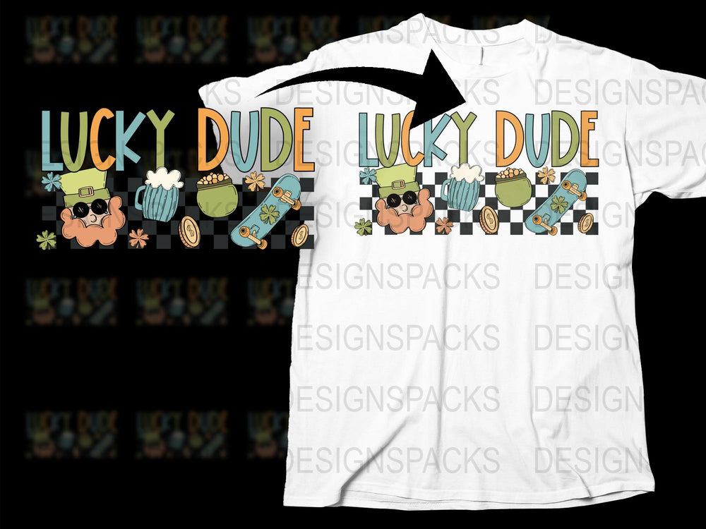 Lucky Dude St. Patrick's Day T-Shirt, Funny Irish Beer Party Tee, Mens Graphic Shirt