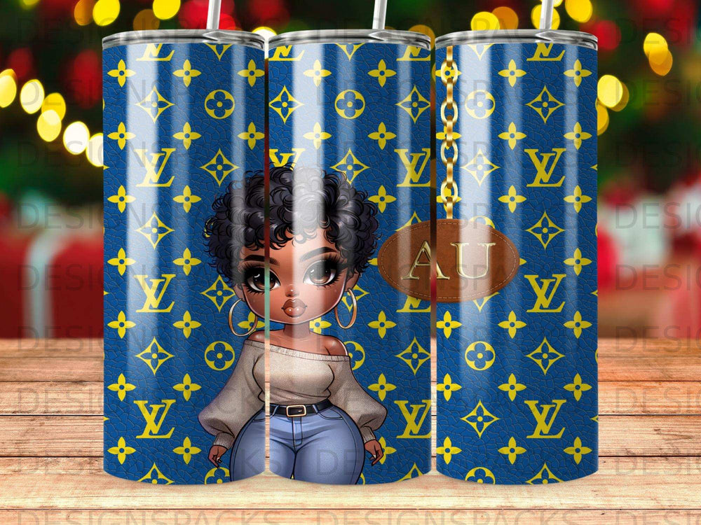 Stylish African American Woman Blue Yellow Tumbler product type