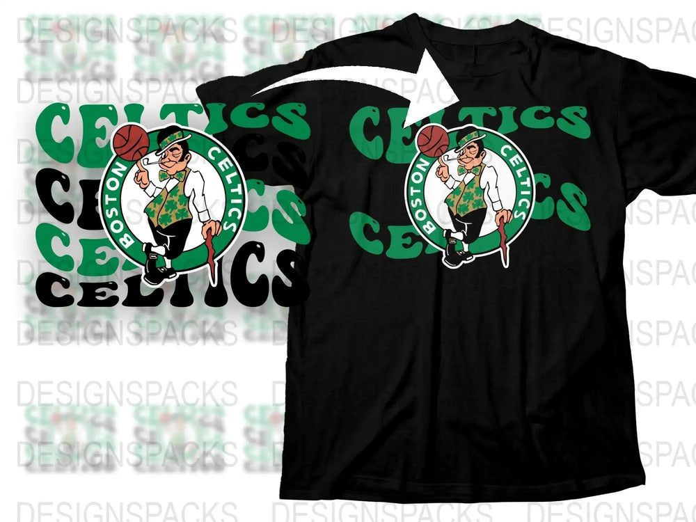 Boston Sports Fan T-Shirt, Celtic Mascot Graphic, Unisex Black Cotton Tee, Casual Apparel