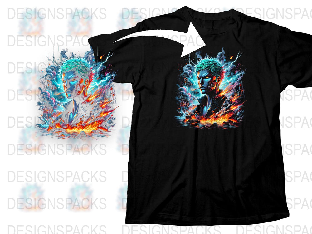 Vibrant Blue Flame Graphic T-Shirt, Cool Fire Demon Design, Unisex Casual Streetwear, Unique Art Tee, Gift for Gamers and Artists.