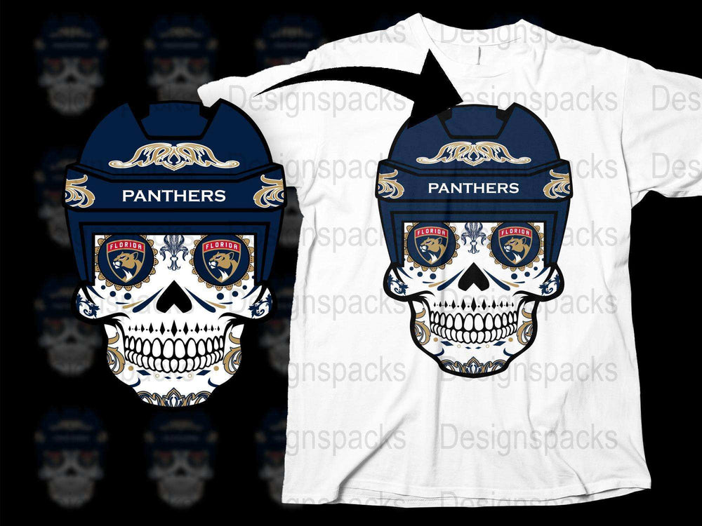 Panthers Firefighter Skull Graphic T-Shirt, Fire Dept Badge Design, Casual Wear, Bold Illustration, Unisex Tee
