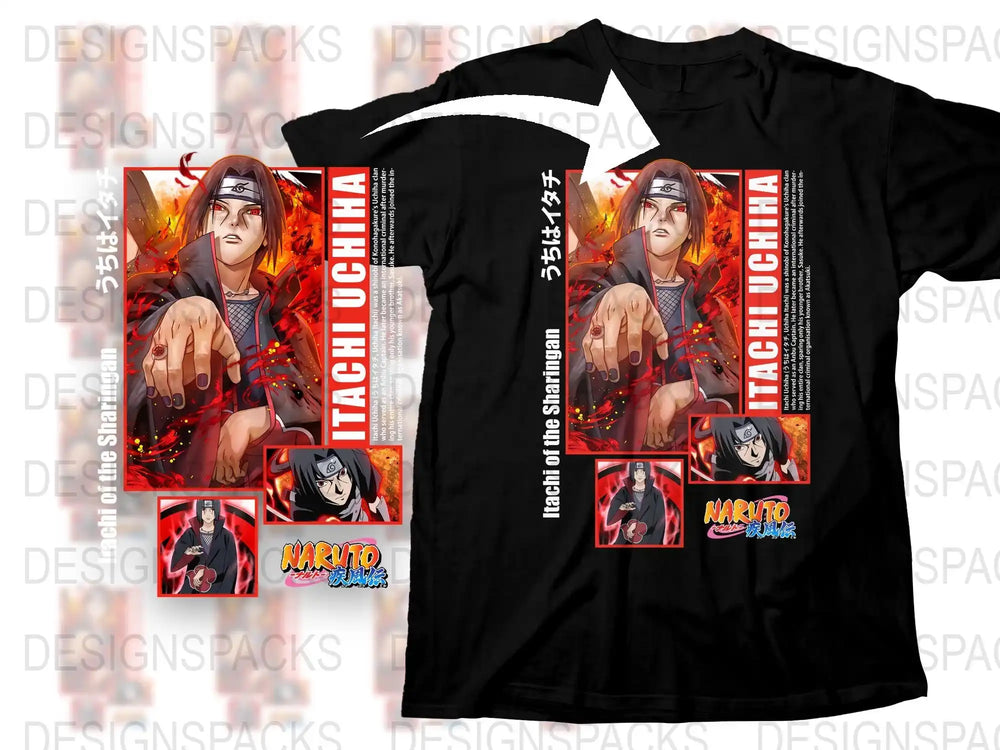 Naruto Anime T-Shirt, Itachi Uchiha Graphic Tee, Men's Black Cotton Shirt, Manga Fan Apparel, Japanese Animation Clothing Gift