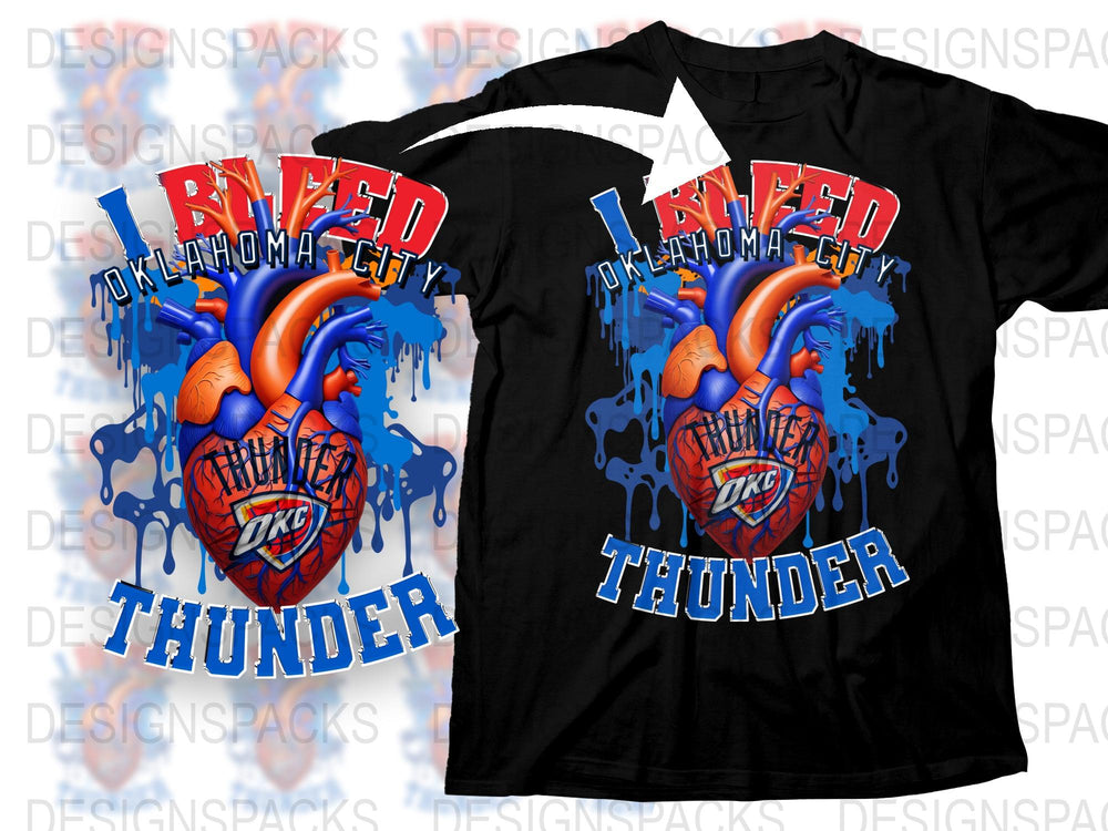 Oklahoma City Thunder Inspired T-Shirt, Heart and Basketball Design, Vibrant Graphic Tee