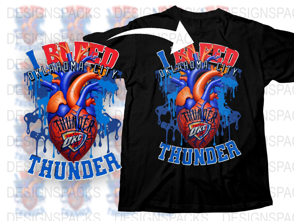Oklahoma City Thunder Inspired T-Shirt, Heart and Basketball Design, Vibrant Graphic Tee