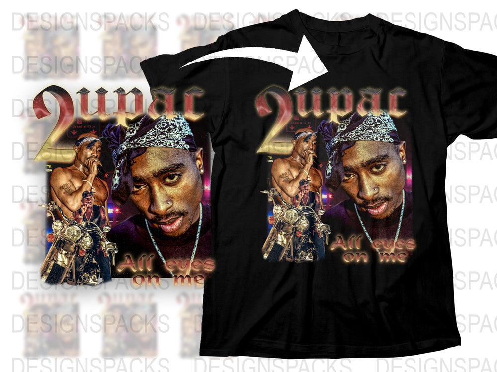 Vintage Hip Hop T-Shirt, Tupac Shakur 2Pac Graphic Tee, All Eyez On Me, Retro 90s Rap Music Shirt, Unisex Fashion Top