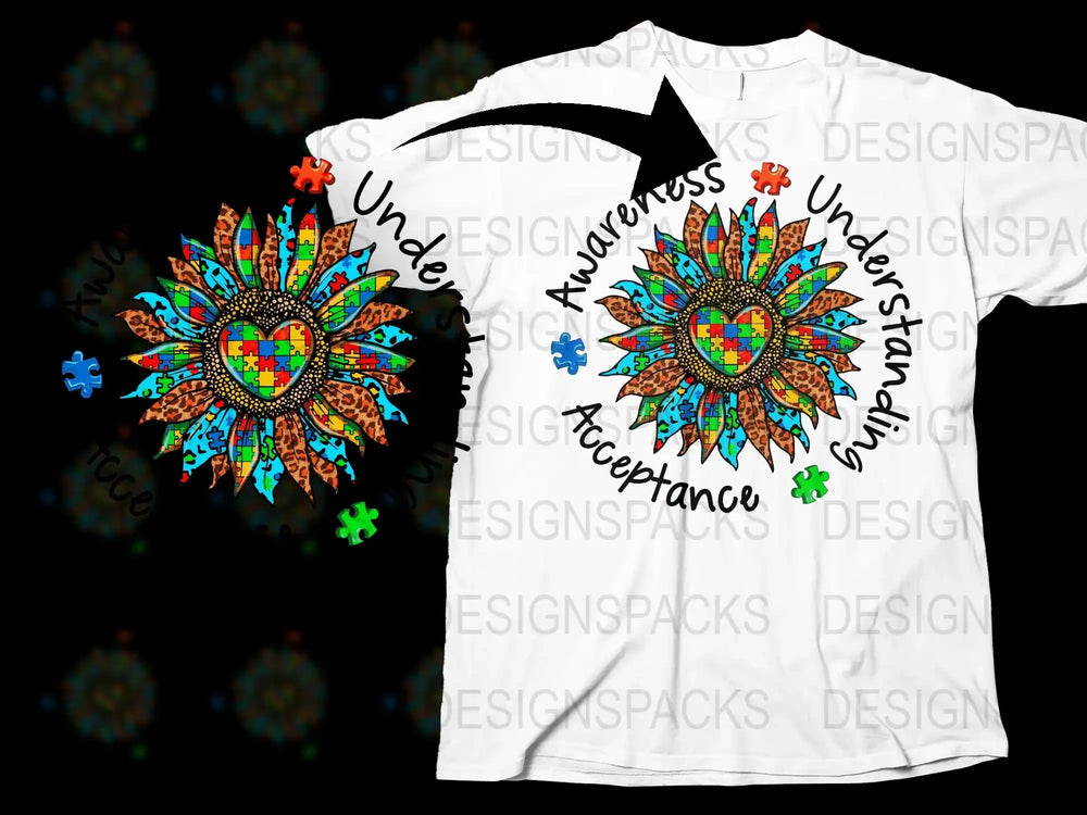 Colorful Autism Awareness T-Shirt, Puzzle Piece Design, Acceptance Graphic Tee