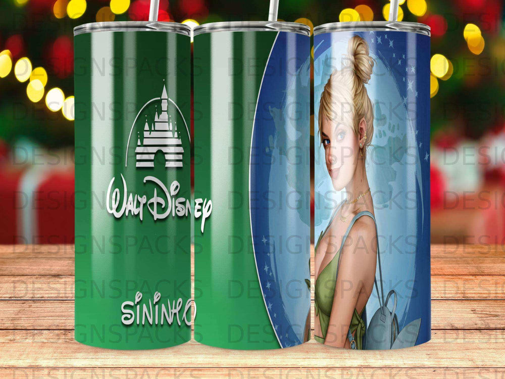 Disney Cinderella and Prince Charming on a tumbler with Cinderella Castle.