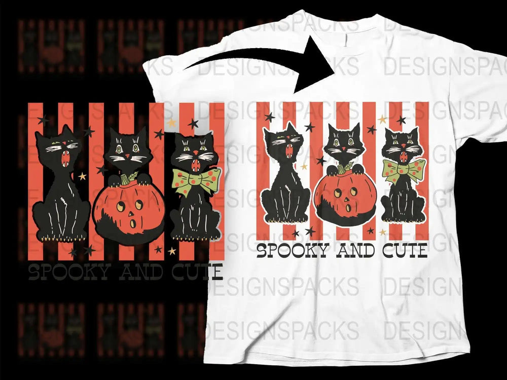 Halloween Cat T-Shirt, Spooky Cute Black Cats Pumpkin Tee, Graphic Autumn Shirt for All Ages, Festive Fall Apparel