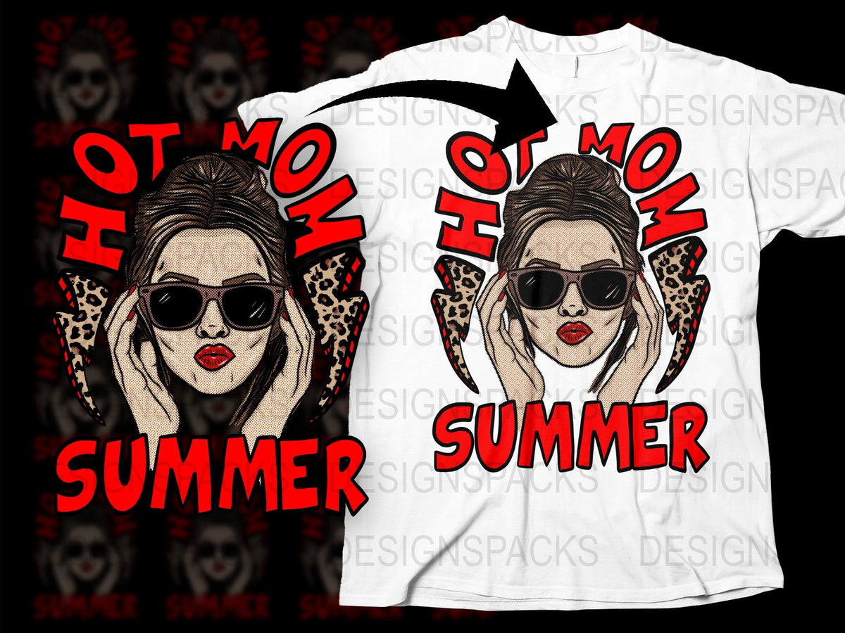 Hot Mom Summer T-Shirt, Trendy Leopard Print, Fashion Graphic Tee, Stylish Women's Shirt, Casual Outfit, Cool Mom Gift