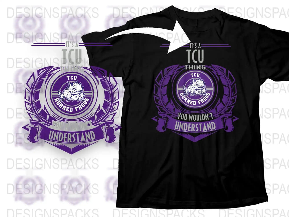 TCU Inspired Black T-Shirt, College Fan Apparel, Purple Graphic Tee, Casual Wear, Unisex Shirt Design, It's a TCU Thing You Wouldn't