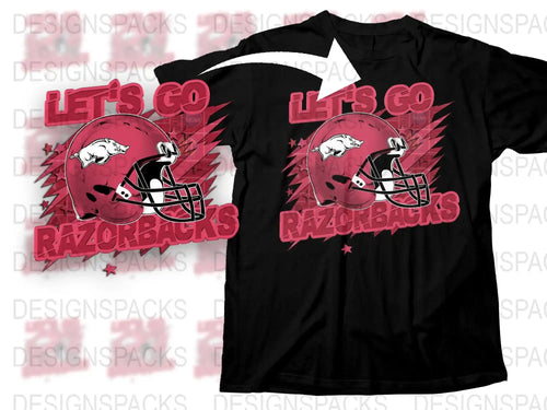 Razorbacks Football T-Shirt, Vintage Helmet Design, Sports Fan Apparel, College Team Spirit, Pink Graphic Tee, Fashion Casual Wear