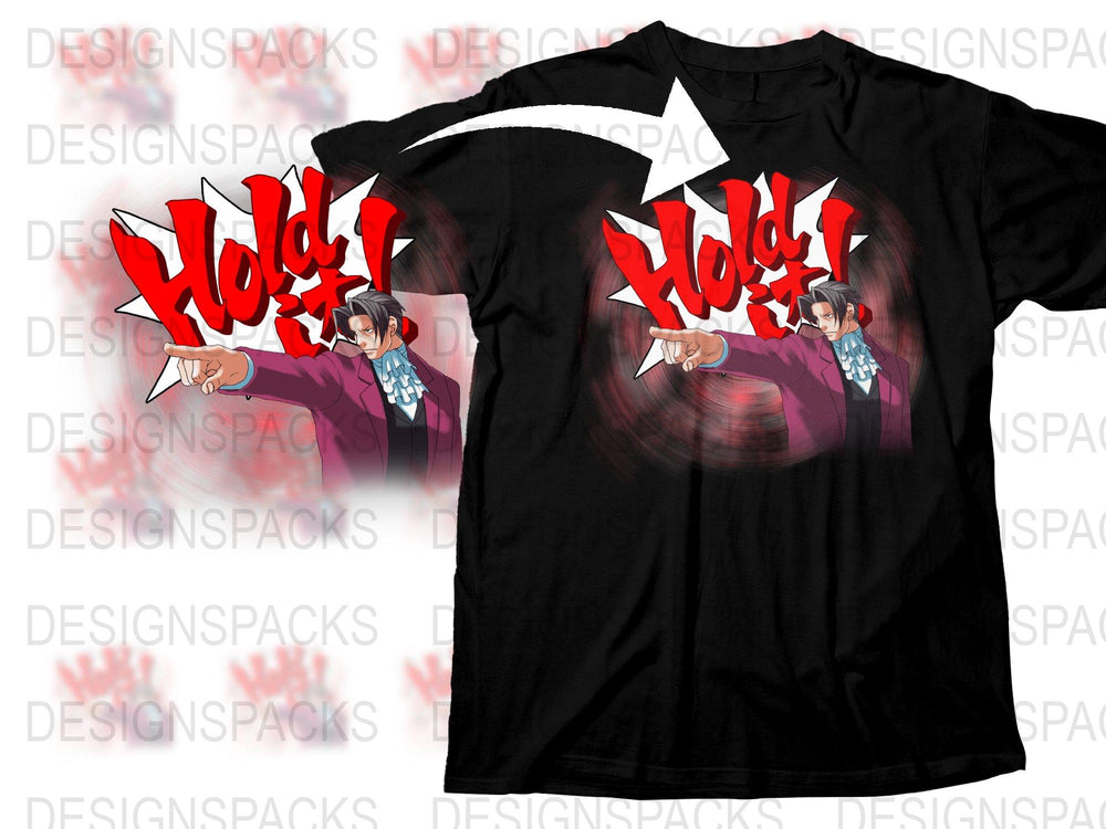 Anime Inspired T-Shirt, Hold! Graphic Tee, Unisex Manga Shirt, Casual Streetwear, Bold Red and Black Design