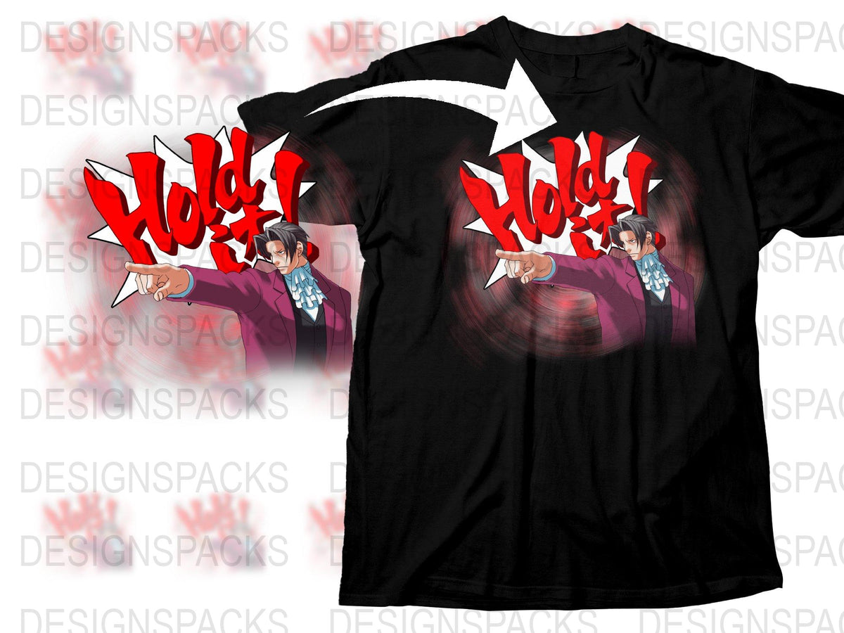 Anime Inspired T-Shirt, Hold! Graphic Tee, Unisex Manga Shirt, Casual Streetwear, Bold Red and Black Design