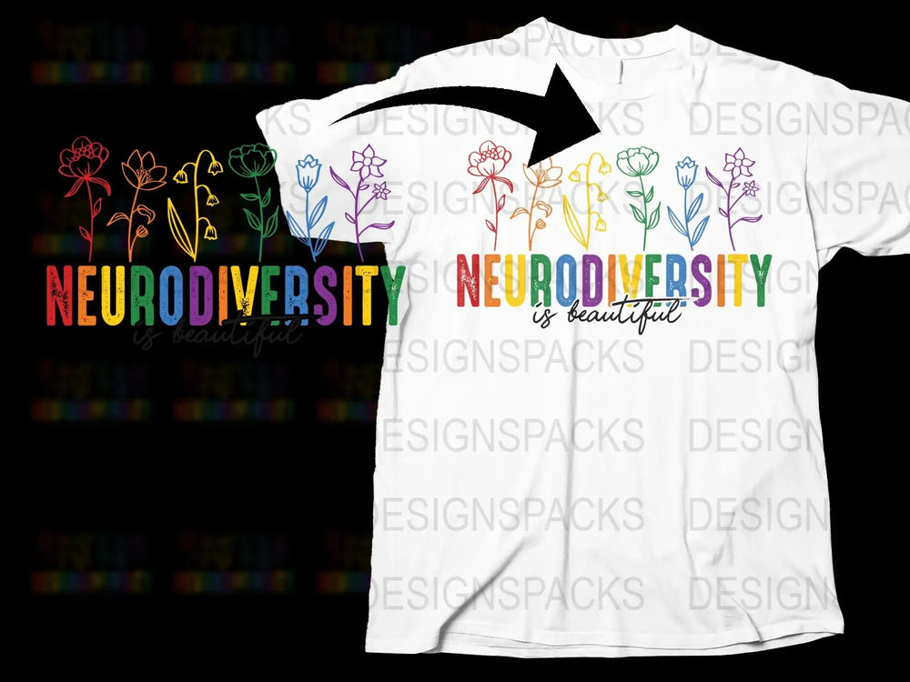 Neurodiversity Awareness T-Shirt, Colorful Text Design, Inclusive Positive Message, Unisex Cotton Tee