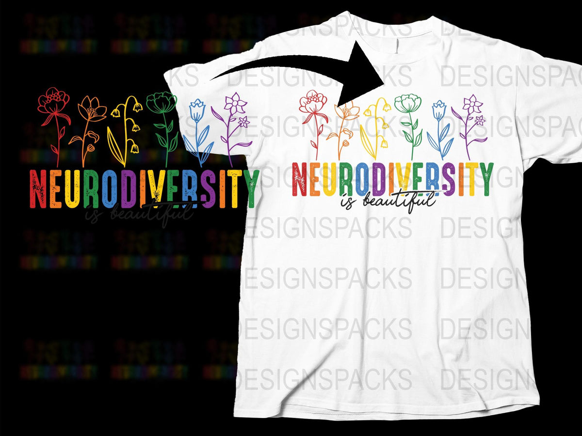 Neurodiversity Awareness T-Shirt, Colorful Text Design, Inclusive Positive Message, Unisex Cotton Tee
